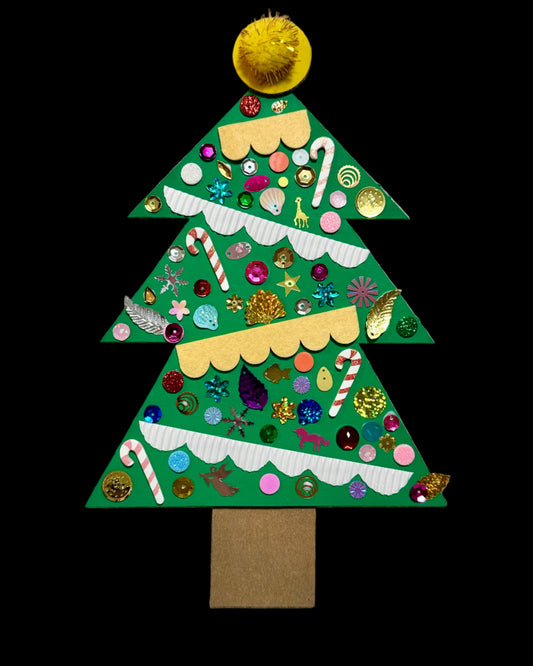 Completed decorated Christmas tree craft project