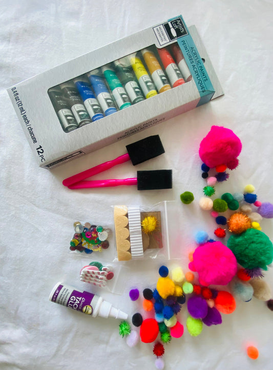 Craft Kit Supplies laid out on table.
