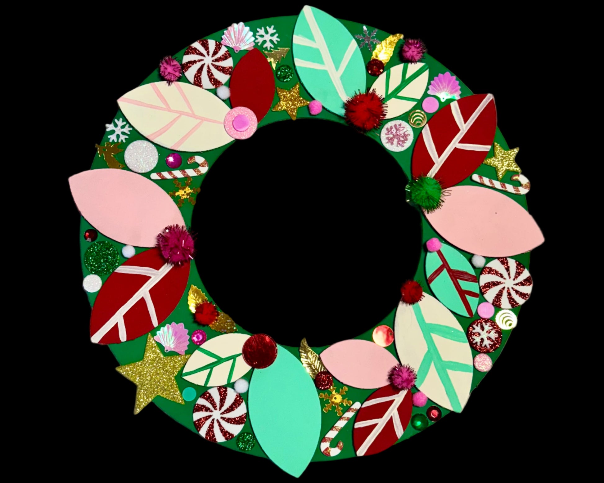 Completed Holiday Wreath Craft Kit